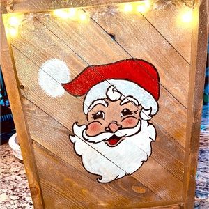 Handmade wooden Santa sign
